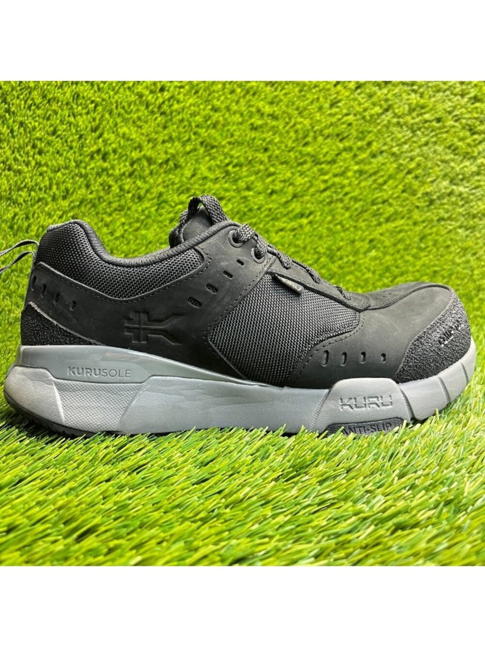 Kuru Kova Mens Size 8 Black Gray Walking Work Composite Toe Shoes Sneakers